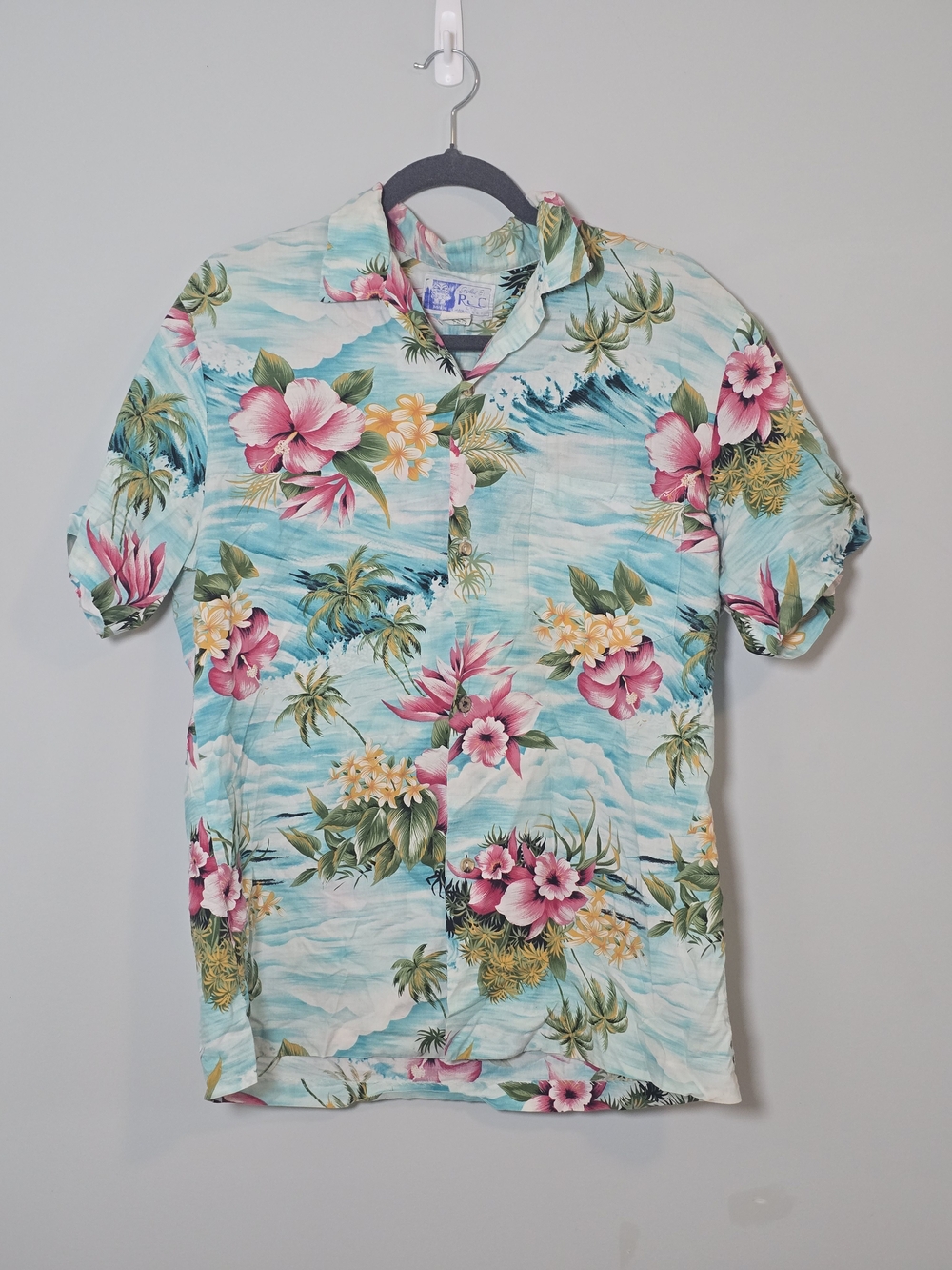 Styled by RCC Hawaii Hawaiian Shirt Tropical Floral Aloha Button Up Men's L
